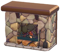 Stone fireplace